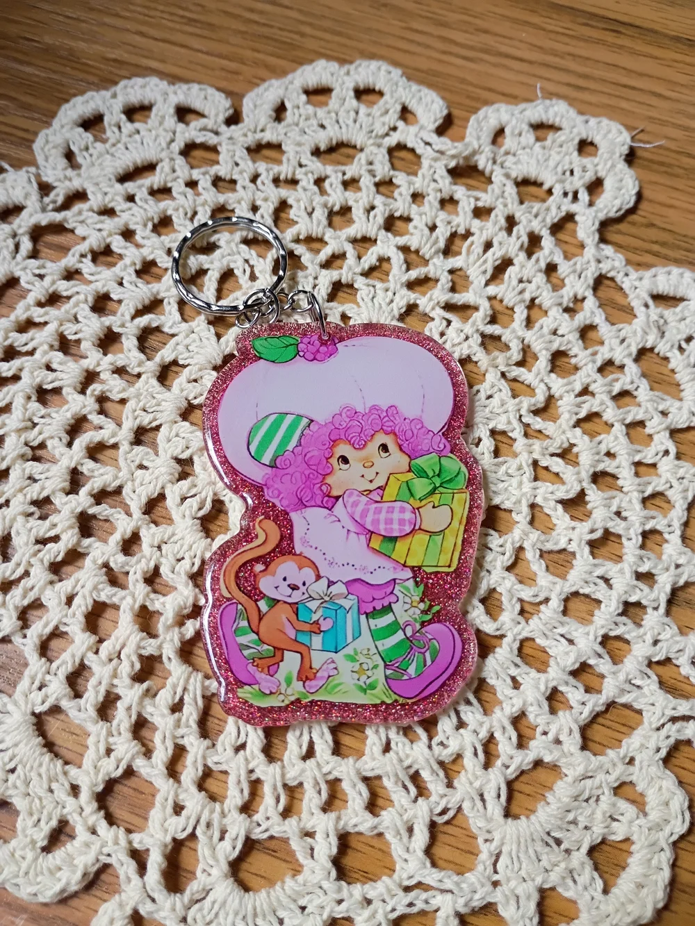Raspberry Tart, Strawberry Shortcake Keychain, Backpack, Purse Charm